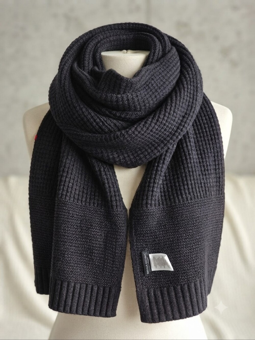 Banana Republic Extra Fine Merino Wool Knit Scarf Charcoal Dark Grey